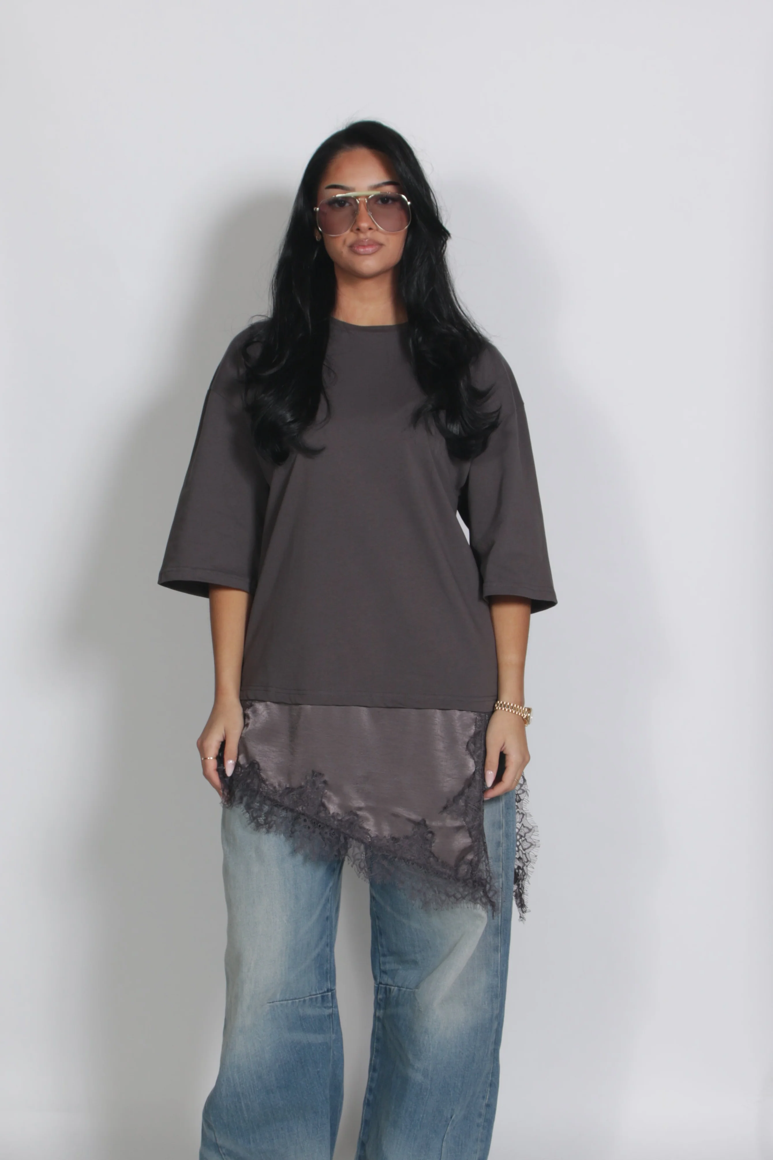 Lace shirt Grey