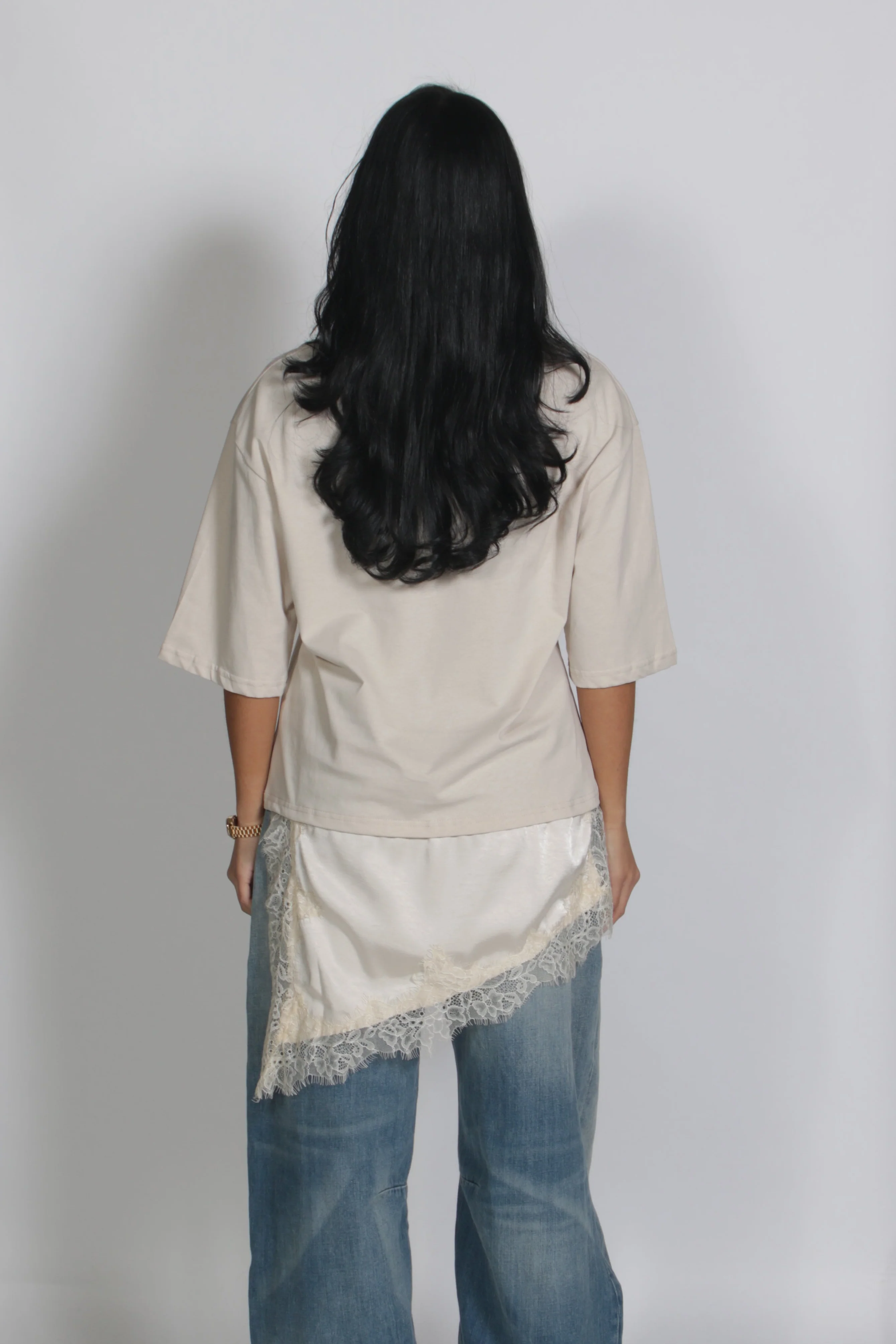 Lace shirt Beige - Image 2