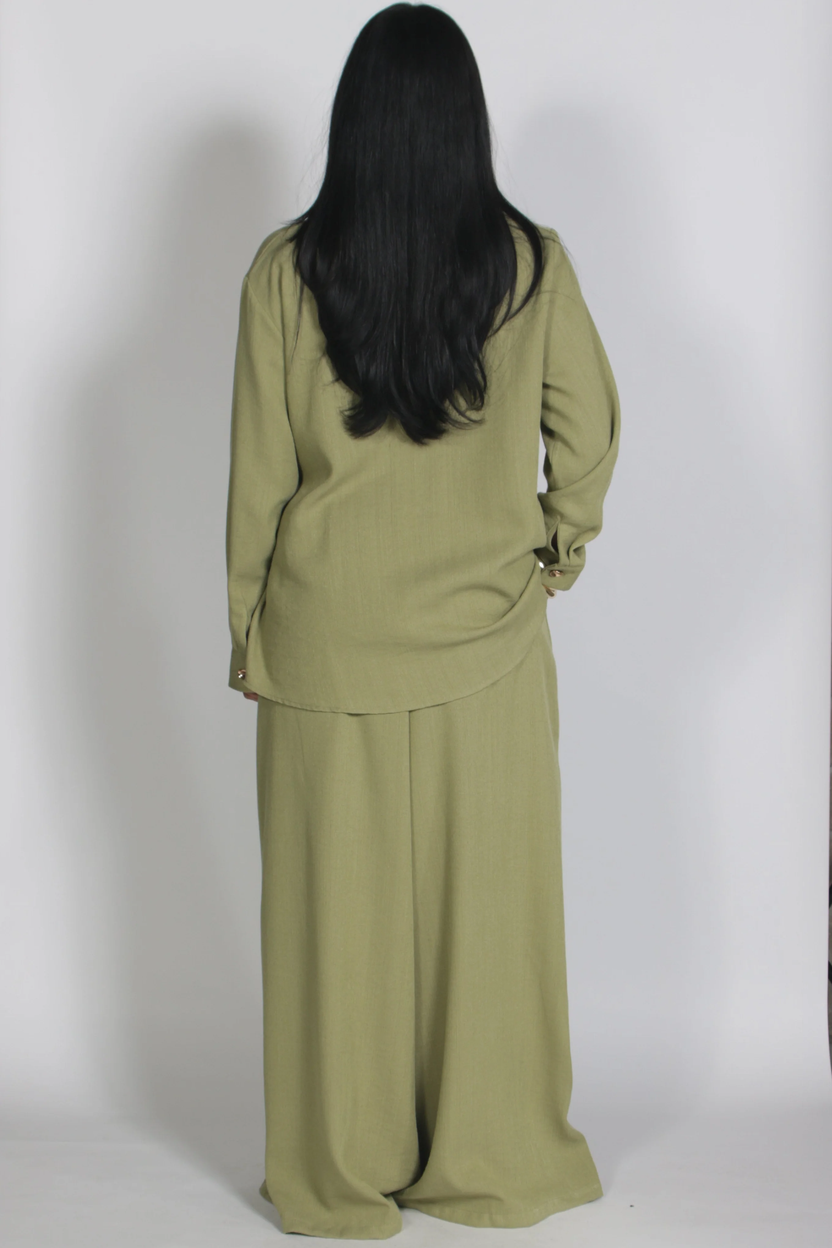 Linnen twinset Olive - Image 2