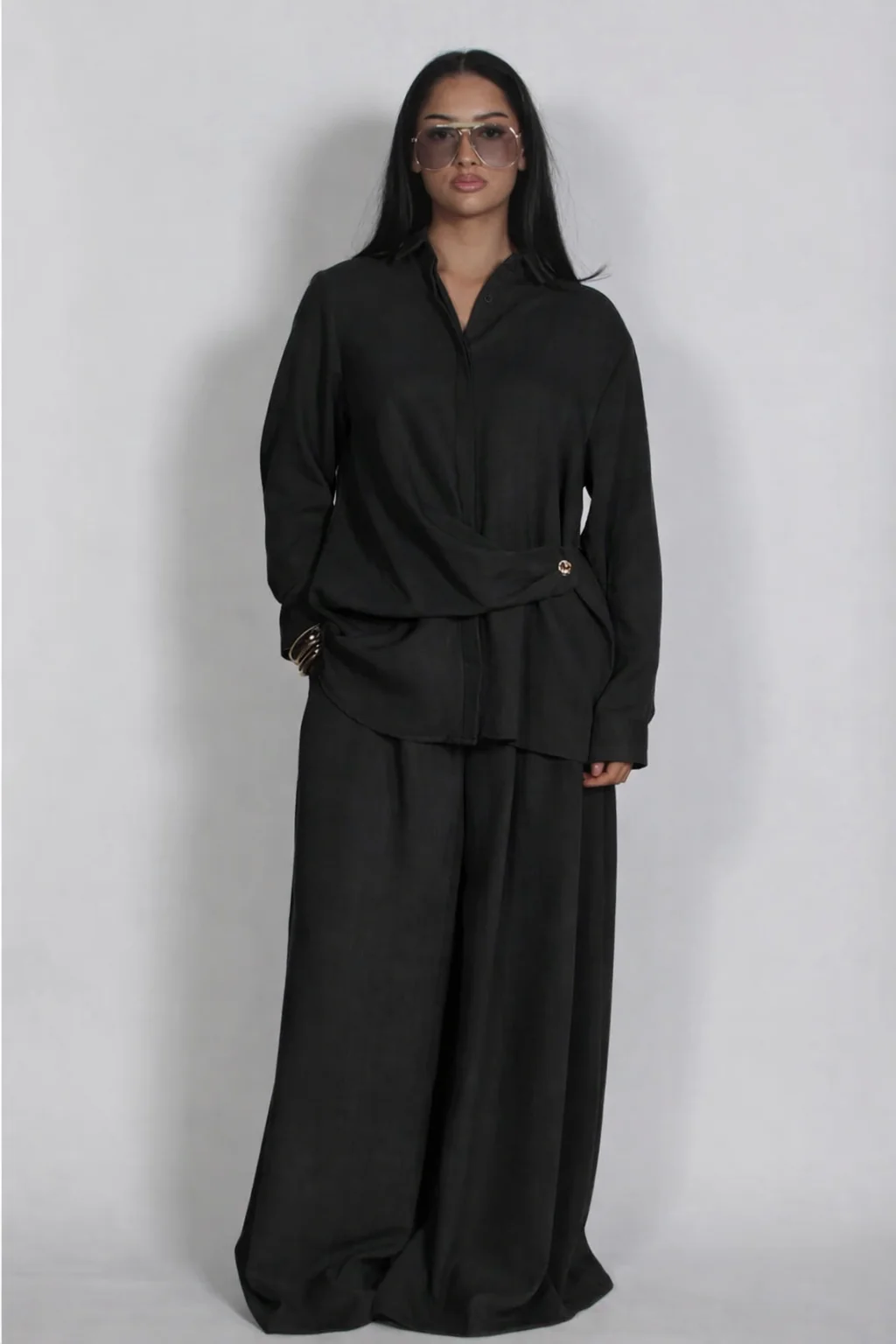 Linnen twinset Black