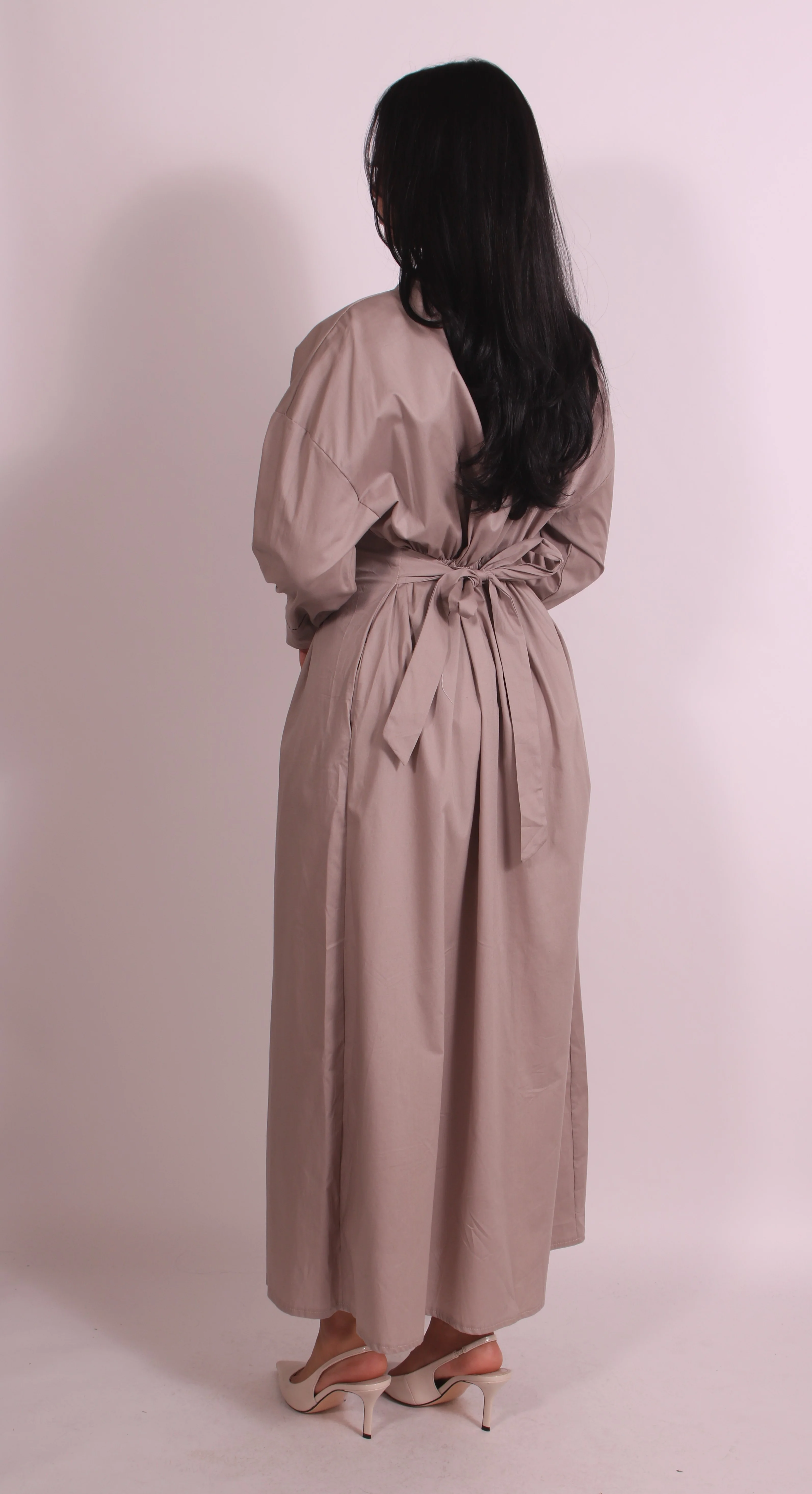 Snatched Blouse Dress Beige - Image 2